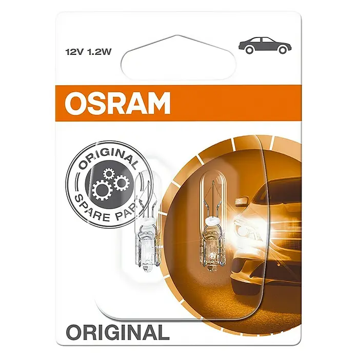 Osram Luz de posición Original - W1,2W, 1,2 W, 2 ud. - Vista frontal