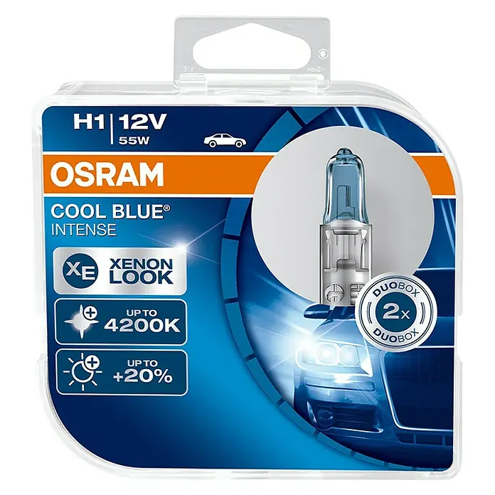 Osram Cool Blue Kit de luces para faro halógenas Intense - H1, 55 W, 2 ud. - Vista frontal