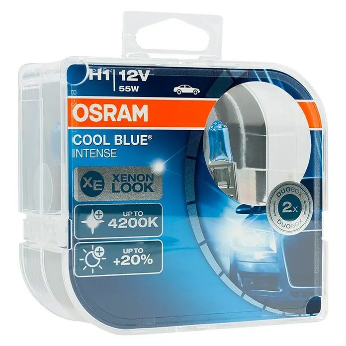 Osram Cool Blue Kit de luces para faro halógenas Intense - H1, 55 W, 2 ud. - Vista angular
