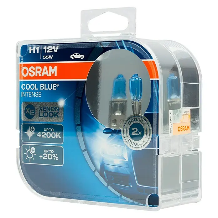 Osram Cool Blue Kit de luces para faro halógenas Intense - H1, 55 W, 2 ud. - Vista angular