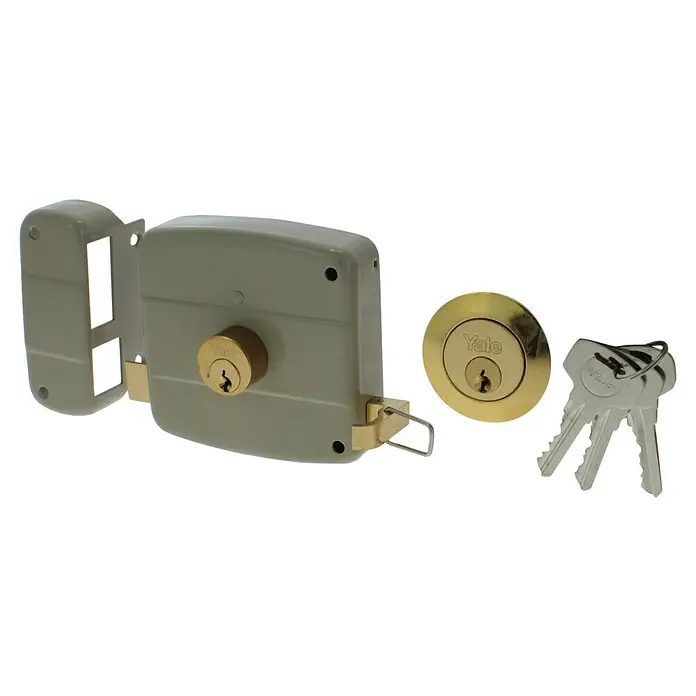 Nemef Oplegslot Type 415001 linkssluitend - Doornmaat: 50 mm, Aantal sleutels: 3 st. - Diagonaal zicht