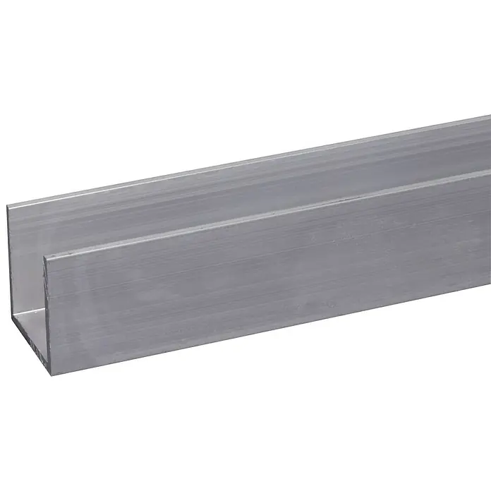 U-profiel Alu 200 cm - l x b x h: 200 cm x 25 mm x 25 mm, Aluminium, Grijs - Close-up