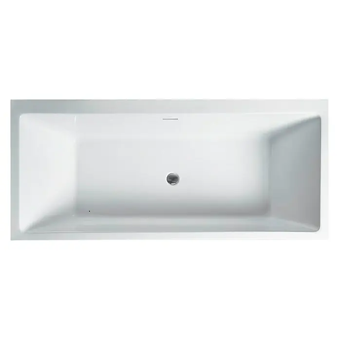 Bañera independiente Torino Cube - L x An: 180 x 80 cm, Acrílico sanitario, Blanco - Vista superior