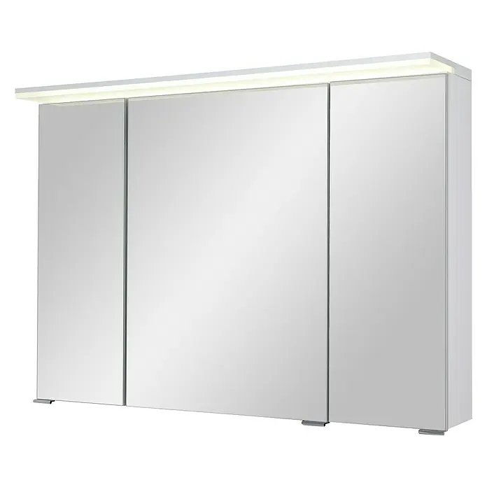 Riva Matrix LED-Spiegelschrank - B x H: 100 x 72,4 cm, Mit Beleuchtung, Holz, Weiß - Diagonale Ansicht