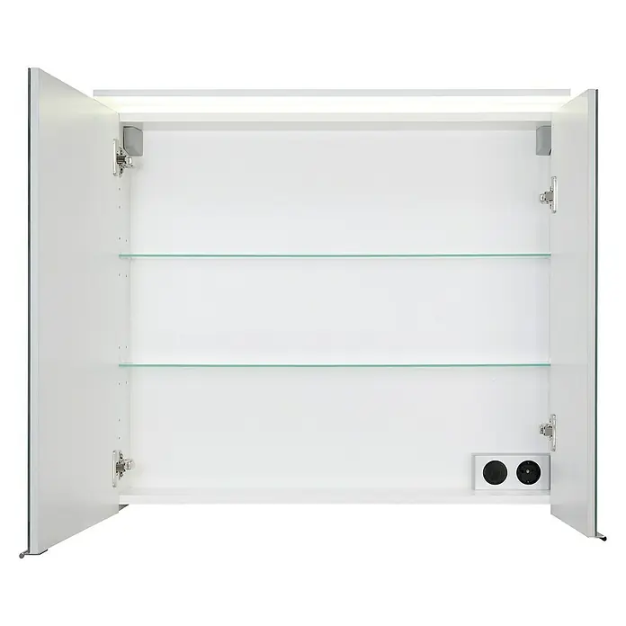 Riva Matrix LED-Spiegelschrank - B x H: 80 x 72,4 cm, Mit Beleuchtung, Holz, Weiß - Vorderansicht