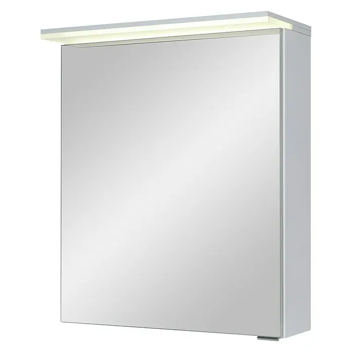 Riva Matrix LED-Spiegelschrank - B x H: 60 x 72,4 cm, Mit Beleuchtung, Holz, Weiß - Diagonale Ansicht