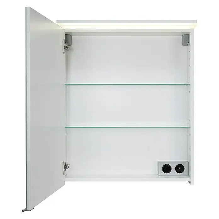 Riva Matrix LED-Spiegelschrank - B x H: 60 x 72,4 cm, Mit Beleuchtung, Holz, Weiß - Vorderansicht