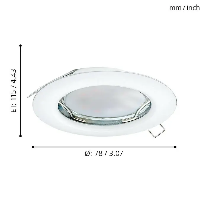 Eglo LED-Einbauleuchten-Set Peneto - 9 W, Weiß, 3 Stk., Warmweiß, IP20 - Skizze