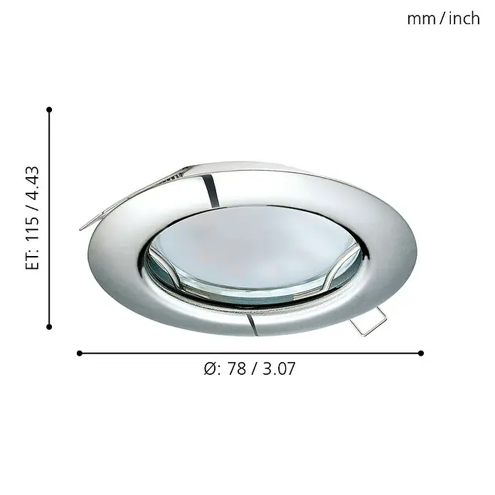 Eglo LED-Einbauleuchten-Set Peneto - 9 W, Nickel matt, 3 Stk., Warmweiß, IP20 - Skizze