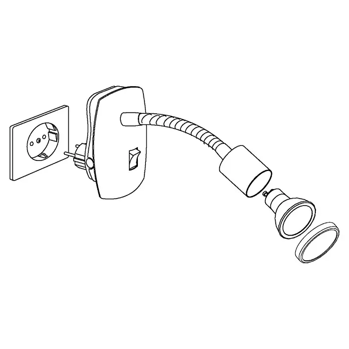 Eglo Mini 4 Steckdosenspot - 1-flammig, 3 W, Nickel matt, Chrom, Warmweiß - Skizze