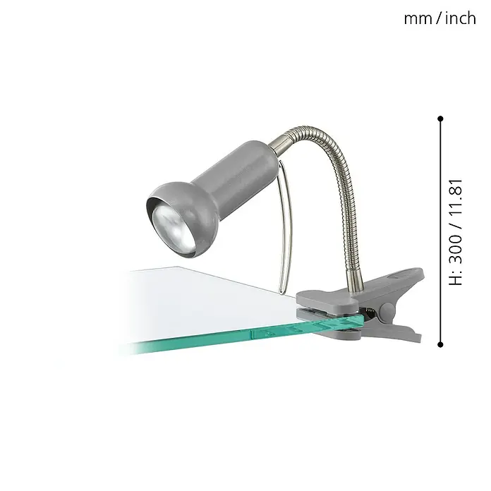 Eglo Klemmleuchte Fabio - 1-flammig, Max. Leistung: 40 W, Silber - Skizze
