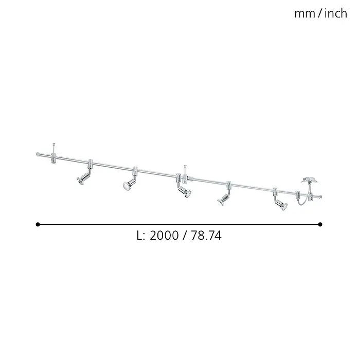 Eglo LED-Schienensystem Vilanova - 5 x 3 W, 200 cm, GU10 - Skizze