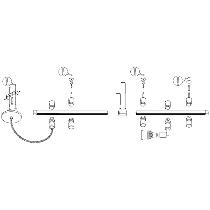 Eglo LED-Schienensystem Vilanova - 5 x 3 W, 200 cm, GU10 - Skizze