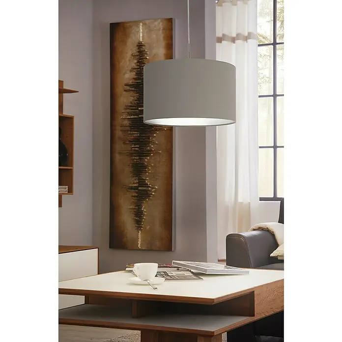 Eglo Pasteri Pendelleuchte rund - Durchmesser: 380 mm, Farbe Schirm: Taupe - Stimmungsaufnahme