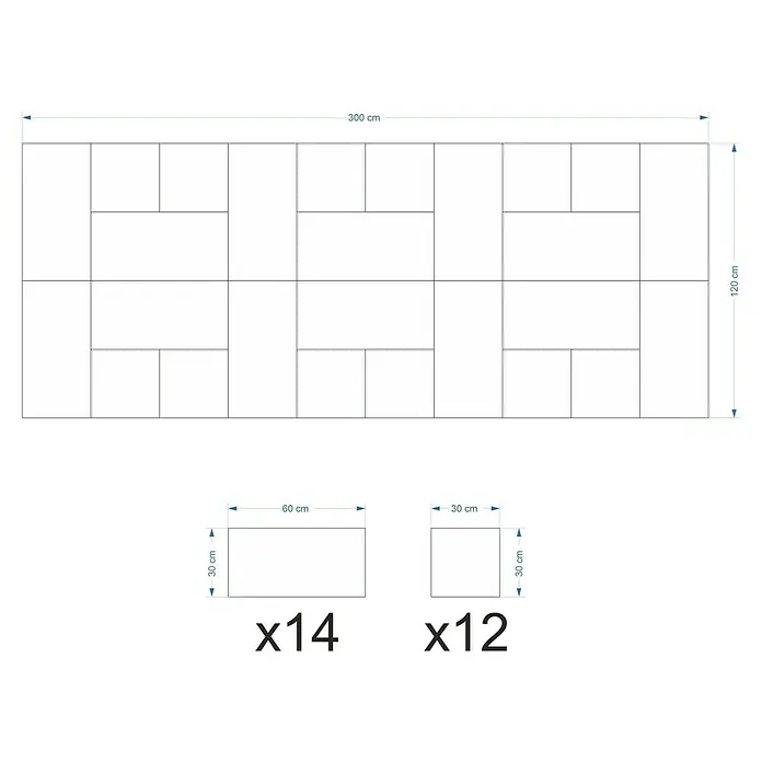 Fllow Deko-Wandpolster Set Preston A2 - 270 x 150 cm, Schiefer - Skizze