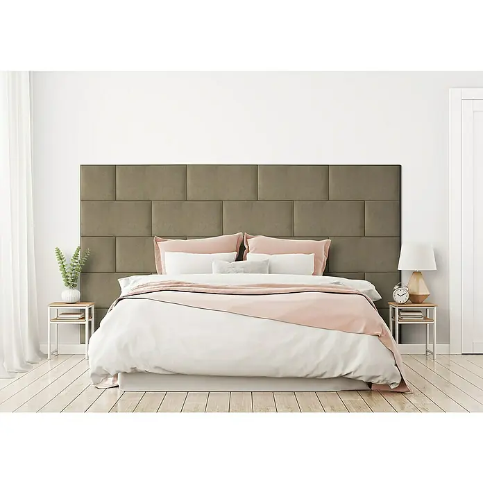 Fllow Deko-Wandpolster Set Velvet A1 - 270 x 150 cm, Taupe - Stimmungsaufnahme