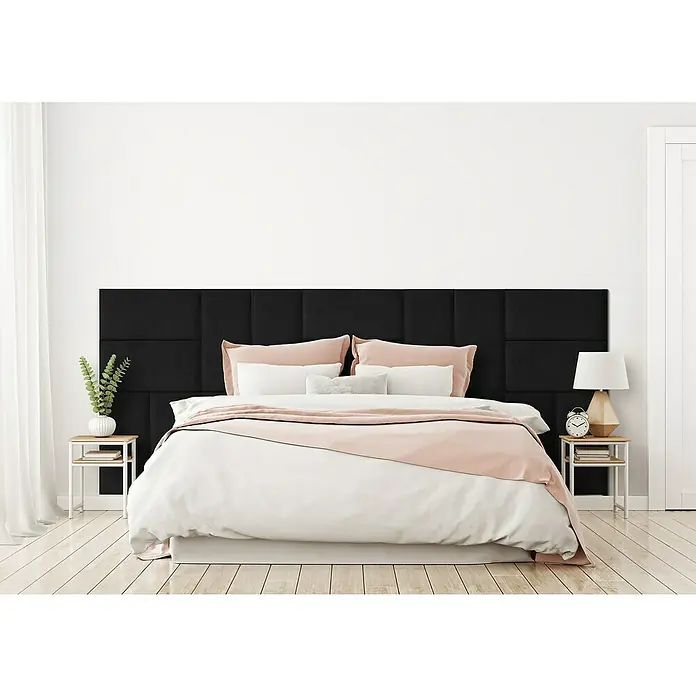 Fllow Deko-Wandpolster Set Velvet A3 - 270 x 150 cm, Schwarz - Stimmungsaufnahme