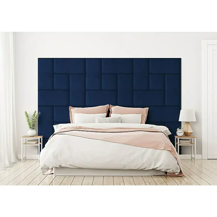 Fllow Deko-Wandpolster Set Velvet A4 - 270 x 150 cm, Blau - Stimmungsaufnahme