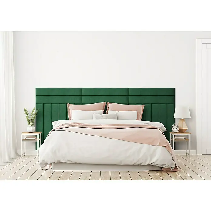 Fllow Deko-Wandpolster Set Velvet B3 - 270 x 150 cm, Grün - Stimmungsaufnahme