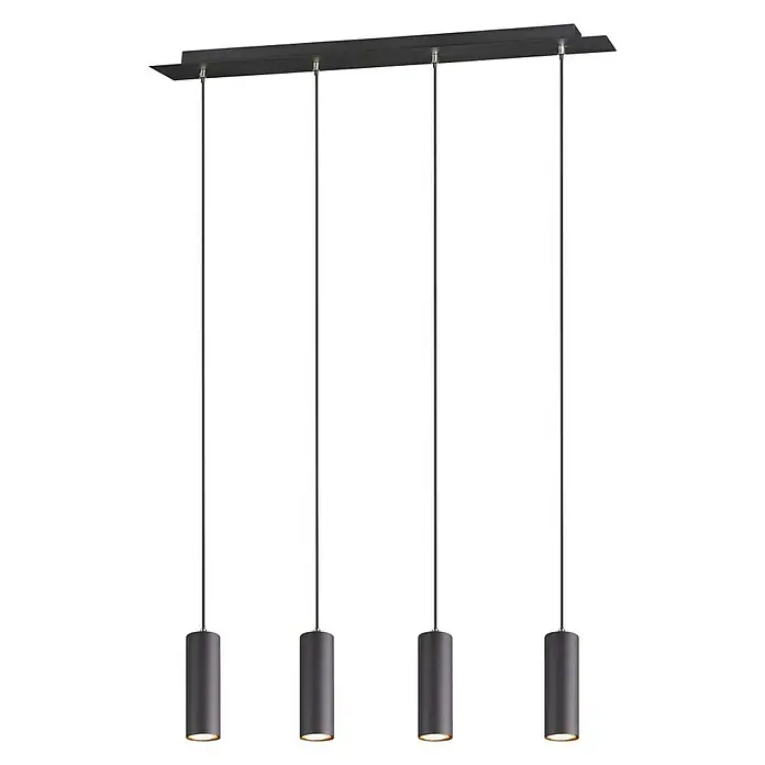 Trio Leuchten Marley Hanglamp Marley - 140 W, l x b x h: 9 x 75 x 150 cm, Zwart, GU10 - Diagonaal zicht