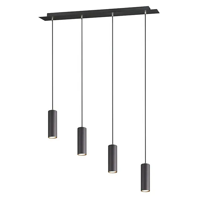 Trio Leuchten Marley Hanglamp Marley - 140 W, l x b x h: 9 x 75 x 150 cm, Zwart, GU10 - Diagonaal zicht