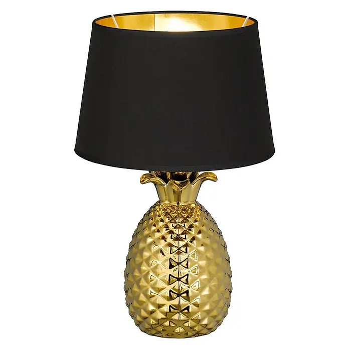 Reality Leuchten Lámpara de sobremesa Pineapple - 60 W, Negro/Dorado, E27 - Vista frontal