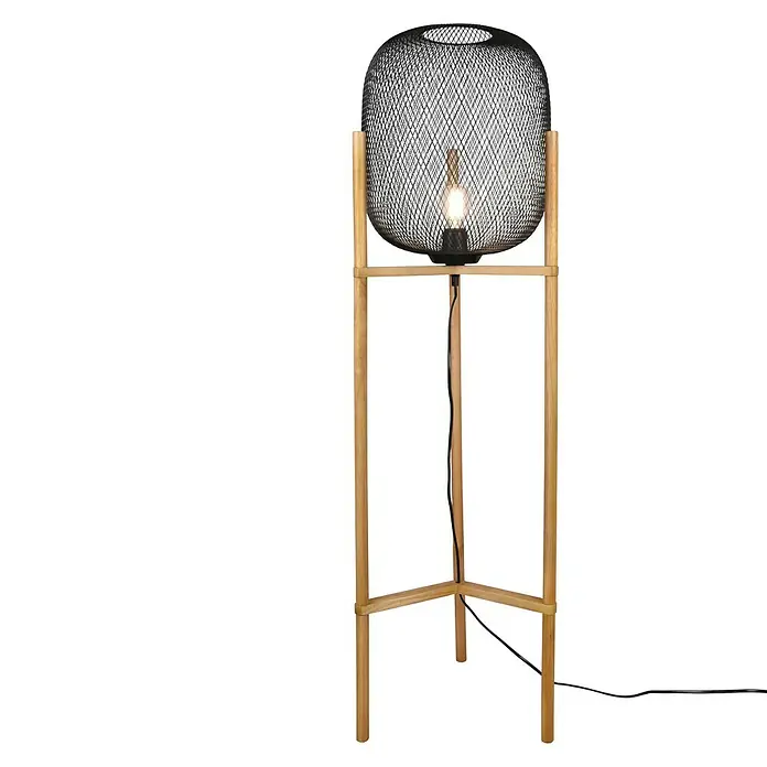 Trio Lighting Lámpara de pie Calimero - 40 W, Altura: 122 cm, Negro/Marrón, E27 - Vista frontal
