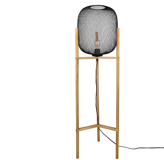 Trio Lighting Lámpara de pie Calimero - 40 W, Altura: 122 cm, Negro/Marrón, E27 - Vista frontal