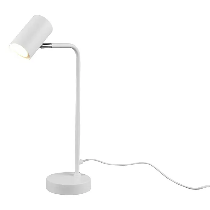 Trio Lighting Marley Lámpara de sobremesa redonda - 5 W, Ø x Al: 120 mm x 45 cm, Blanco, GU10 - Vista de perfil izquierdo