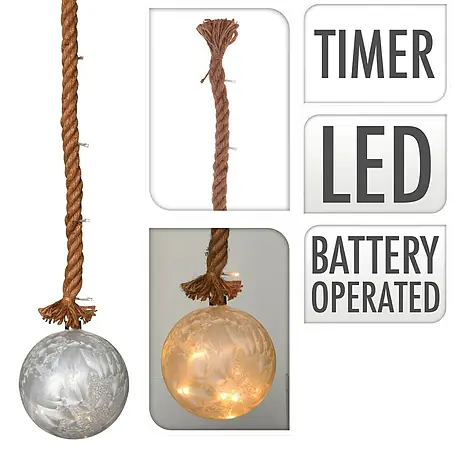 Bola decorativa LED con cuerda Cristal hielo