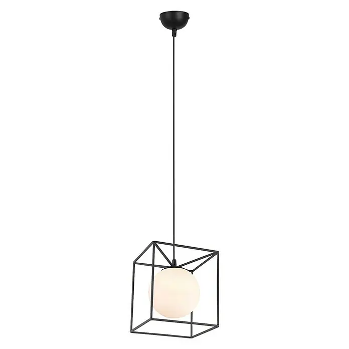 Trio Lighting Lámpara colgante Gabbia - 40 W, L x An x Al: 20 x 20 x 150 cm, Negro, E27 - Vista angular