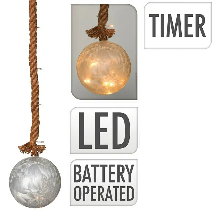 Bola decorativa LED con cuerda - Diámetro: 10 cm - Vista frontal