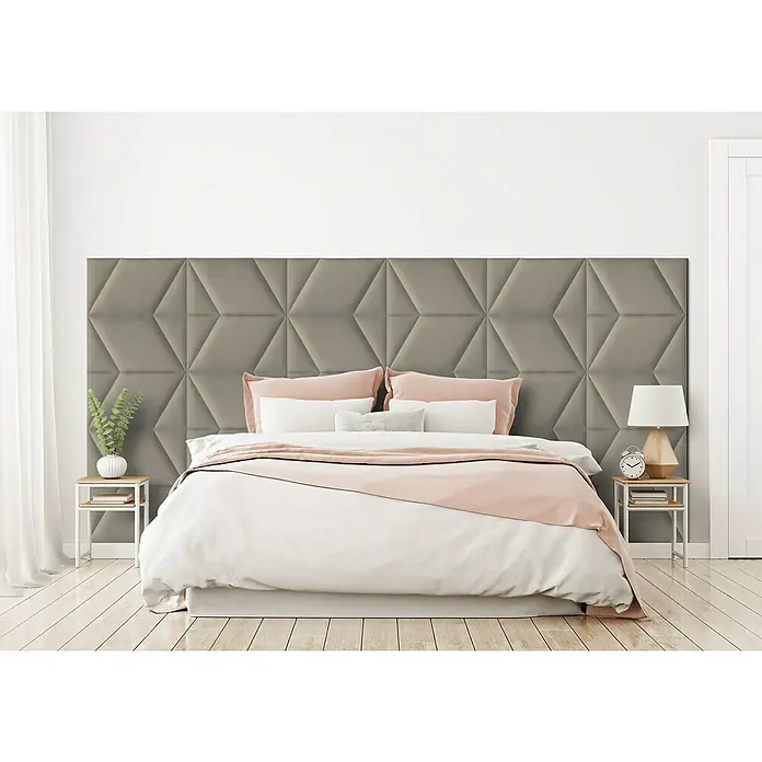 Fllow Deko-Wandpolster Set Velvet C3 - 270 x 150 cm, Taupe - Stimmungsaufnahme