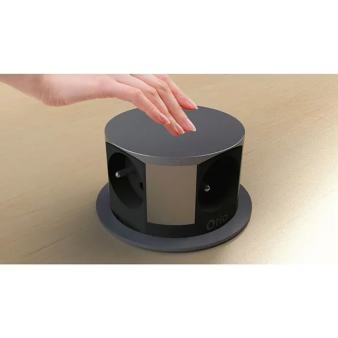 Steckdosensäule - Versenkbar, 2 USB-Anschlüsse, Kunststoff - Detailaufnahme
