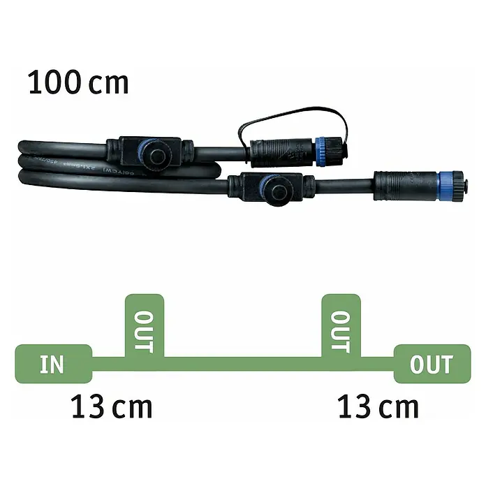 Paulmann Plug & Shine Cable de conexión - 1 m, 3 conexiones, IP68 - Dibujo técnico