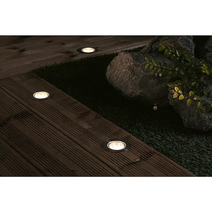 Paulmann Plug & Shine LED-Gartenspot-Set Floor - Silber, IP65, 1,3 W, Durchmesser: 7 cm, 3 Stk. - Stimmungsaufnahme