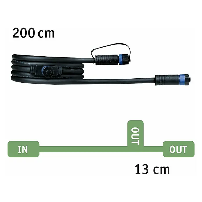Paulmann Plug & Shine Verbindungskabel - 2 m, 2 Anschlüsse, IP68 - Skizze