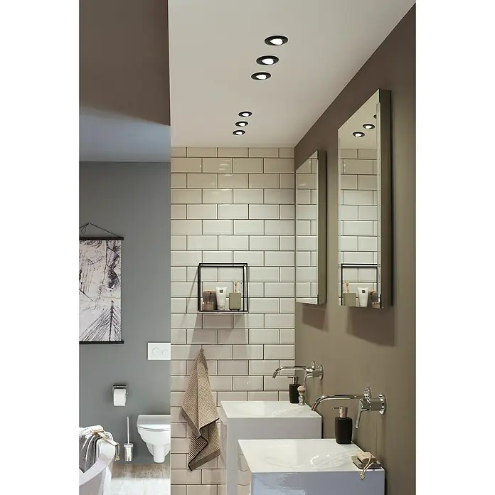 Paulmann LED-Einbauleuchten-Set Vali - 16,5 W, Schwarz, 3 Stk., Warmweiß, IP65 - Stimmungsaufnahme
