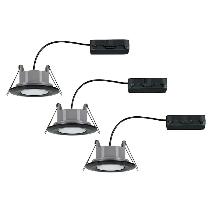 Paulmann LED-Einbauleuchten-Set Vali - 16,5 W, Schwarz, 3 Stk., Warmweiß, IP65 - Rechte Seitenansicht