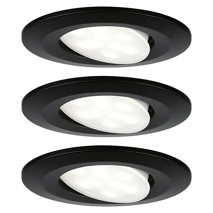 Paulmann LED-Einbauleuchten-Set Vali - 16,5 W, Schwarz, 3 Stk., Warmweiß, IP65 - Ansicht von unten