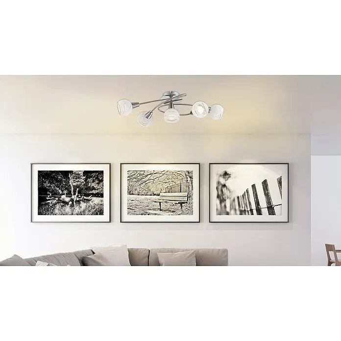Globo Elliott Deckenstrahler - 20 W, L x B x H: 62,5 x 37 x 21 cm, Nickel matt, Klar/satiniert, E14, 5 Stk. - Stimmungsaufnahme