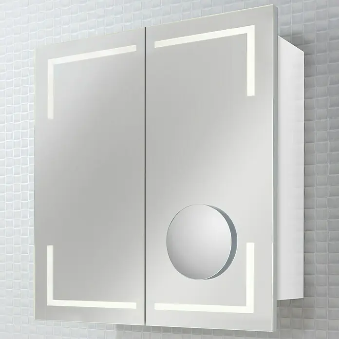 Camargue Stella LED-Spiegelschrank - B x H: 80 x 73,7 cm, Mit Beleuchtung, Mit eckigen Kanten, Spanplatte, Weiß - Stimmungsaufnahme