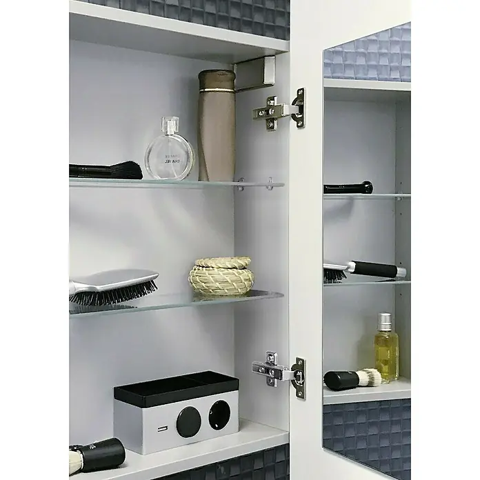 Camargue Stella LED-Spiegelschrank - B x H: 51 x 73,7 cm, Anschlag: Rechts, Mit abgerundeten Kanten, Spanplatte, Weiß - Stimmungsaufnahme