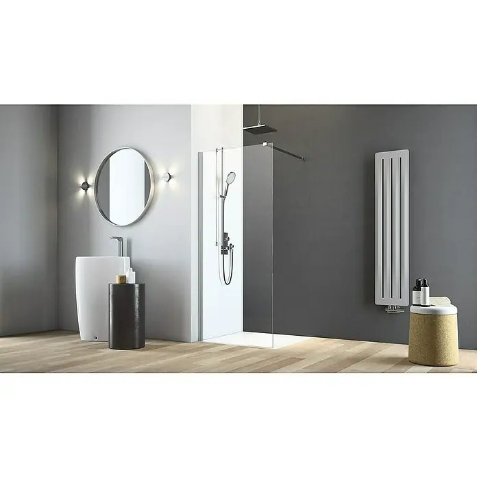 Camargue Vario Duschwand S8 - 100 x 195 cm, Beschichtet, Stärke: 6 mm, Silber - Stimmungsaufnahme