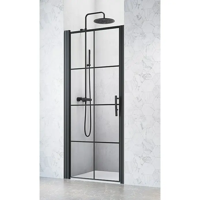 Camargue Nischendusche Göteborg G2+G9 - 80 x 202,2 cm, Beschichtet, Stärke: 6 mm, Schwarz - Stimmungsaufnahme