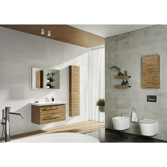 Riva Vulcano LED-Spiegelschrank - 100,6 x 13 x 61,8 cm, Mit Beleuchtung, Spanplatte - Stimmungsaufnahme