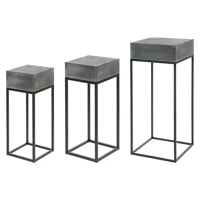Beistelltisch - L x B x H: 25 x 25 x 58 cm, Schwarz, Grau - Vorderansicht