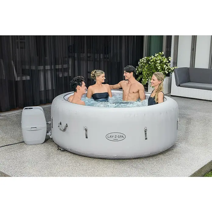 Bestway Lay-Z-Spa Hidromasaje para exterior AirJet Paris - Ø x Al: 196 x 66 cm, 806 l, Apto para: 4 - 6 personas - Producto en uso