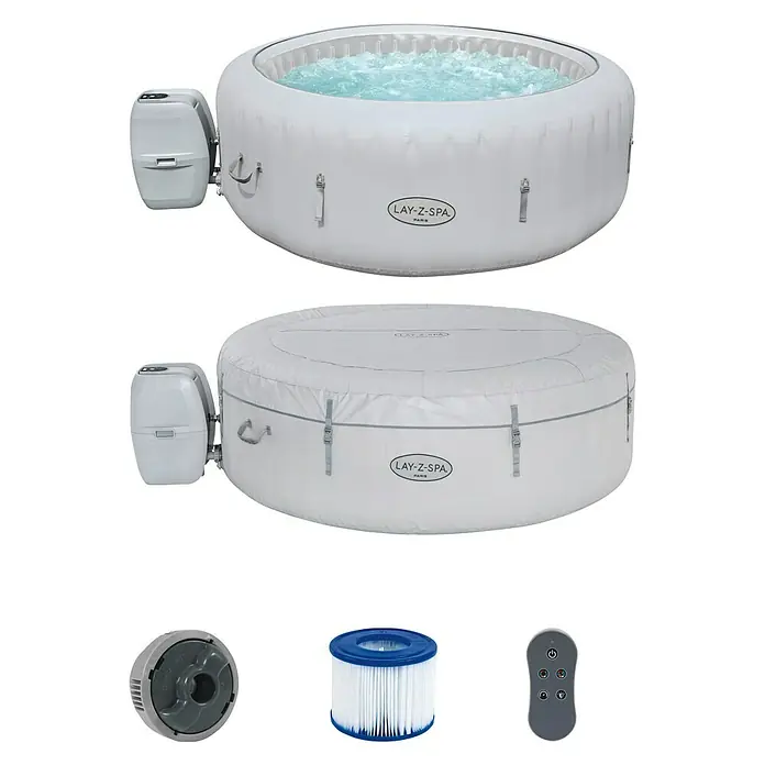 Bestway Lay-Z-Spa Hidromasaje para exterior AirJet Paris - Ø x Al: 196 x 66 cm, 806 l, Apto para: 4 - 6 personas - Vista frontal
