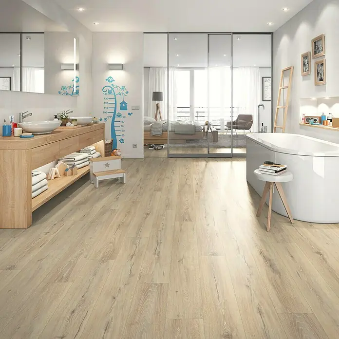 Egger Home Aqua+ Laminat Melba hrast - 1.292 x 193 x 8 mm, Rustikalni pod - Živopisni prikaz